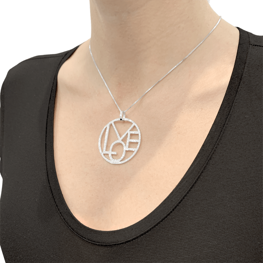 Collier Cada, "Love" or blanc et diamants. - Maison Eloe