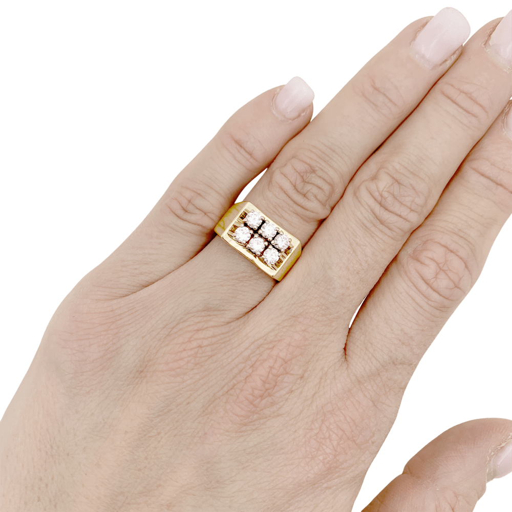 Bague "Tank" deux ors et diamants.