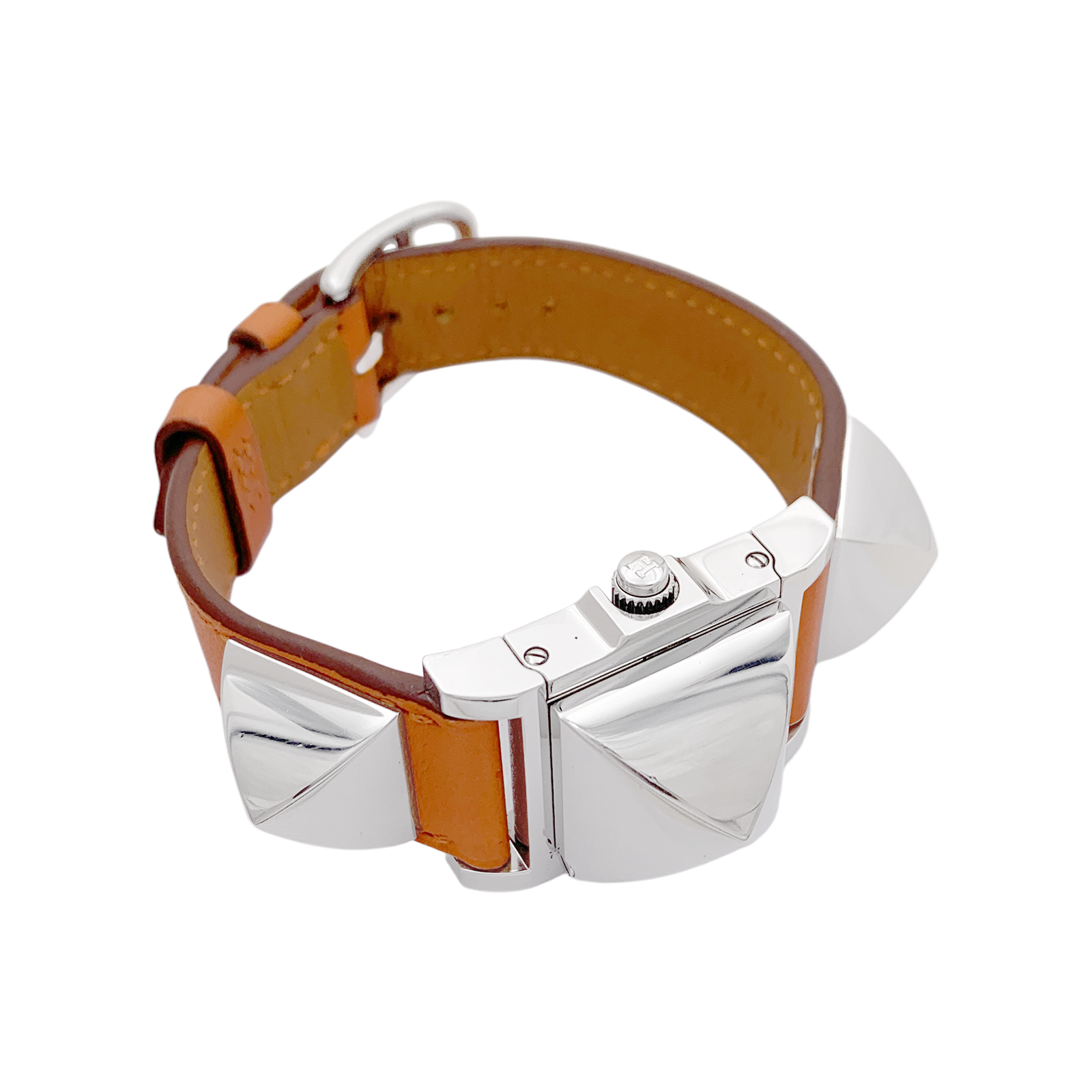 Montre Hermès "Médor" acier, cuir.