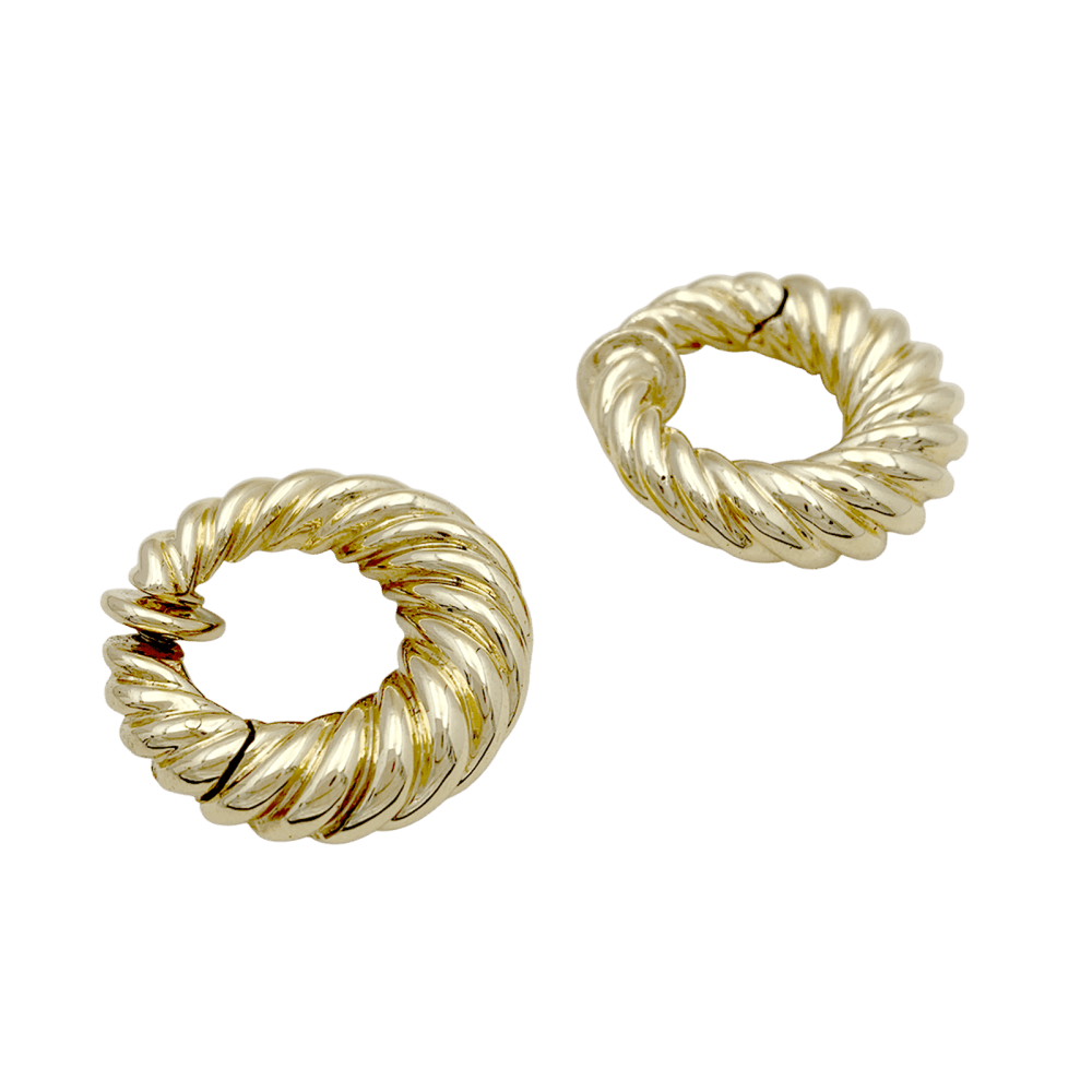Boucles d'oreilles créoles Van Cleef & Arpels, or jaune godronné.