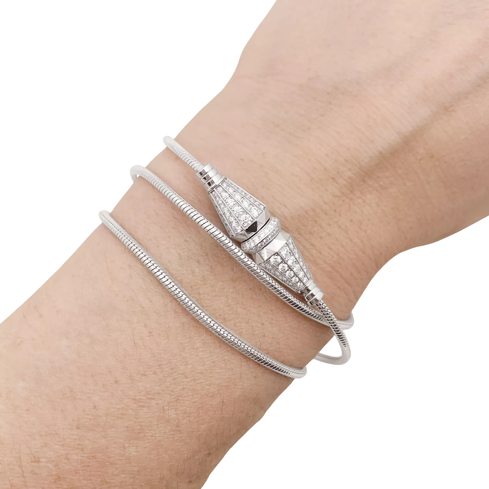 Bracelet Boucheron "Jack de Boucheron" or blanc, diamants.