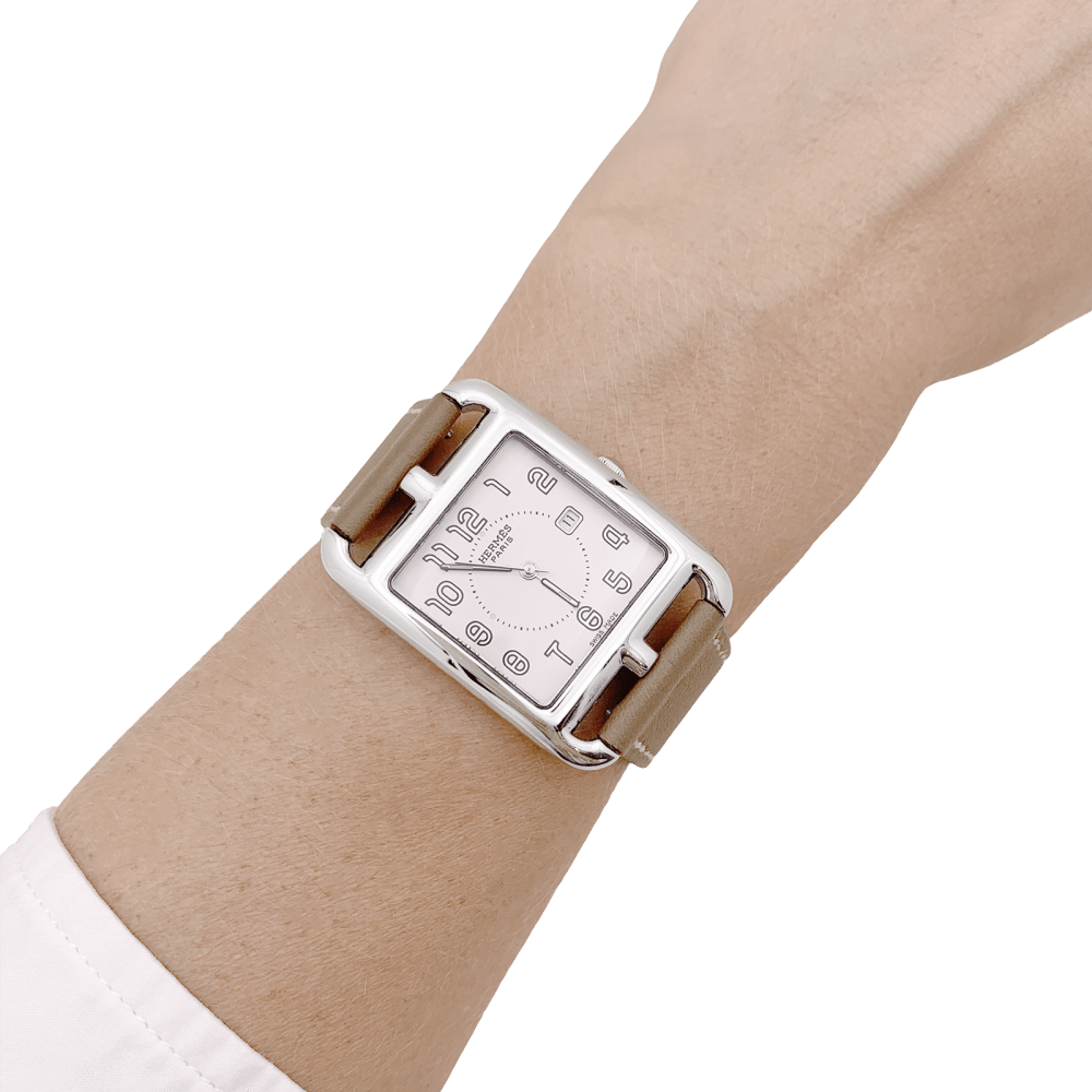Montre Hermès, "Cape Cod", acier, cuir.