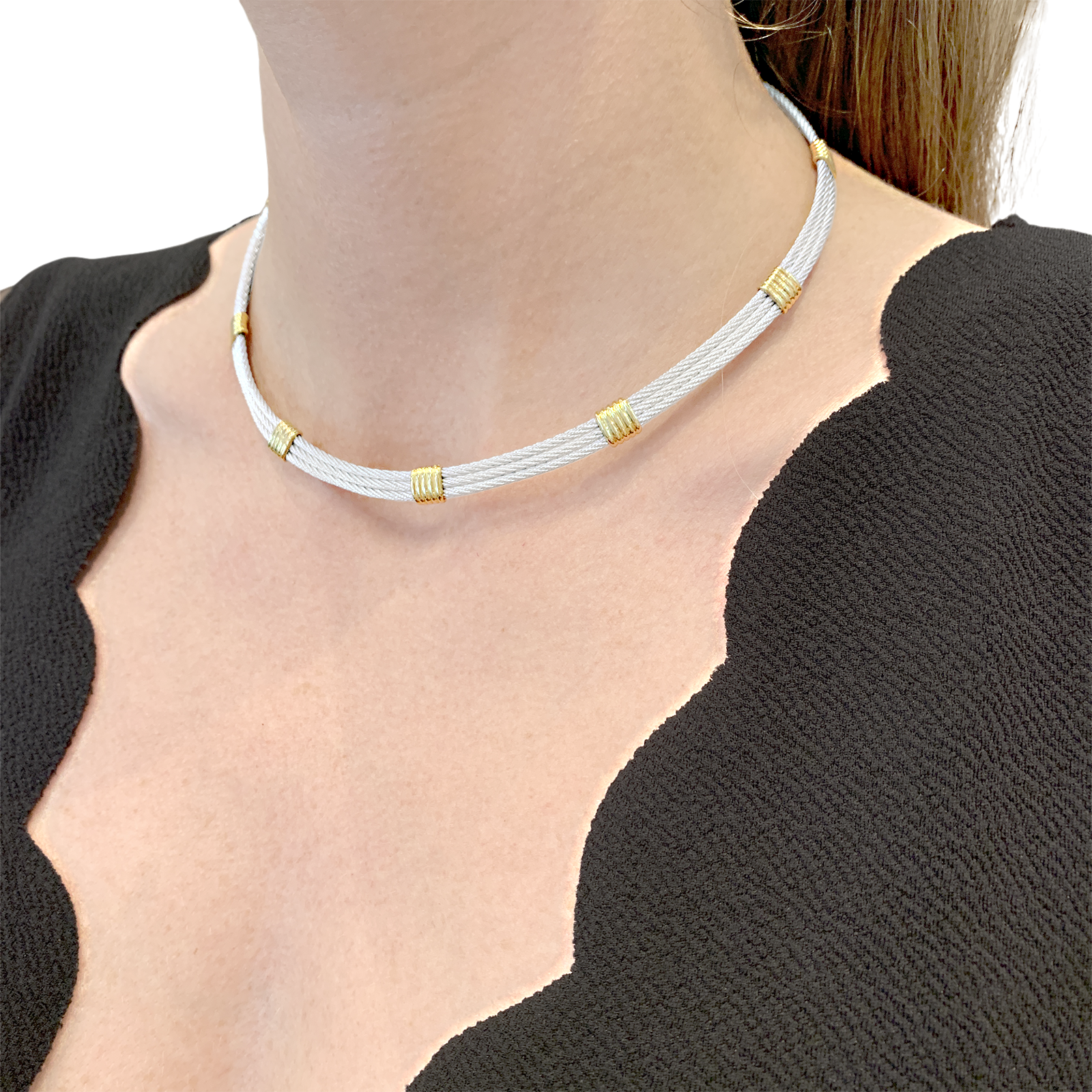 Collier Fred vintage "Force 10", or jaune, acier.