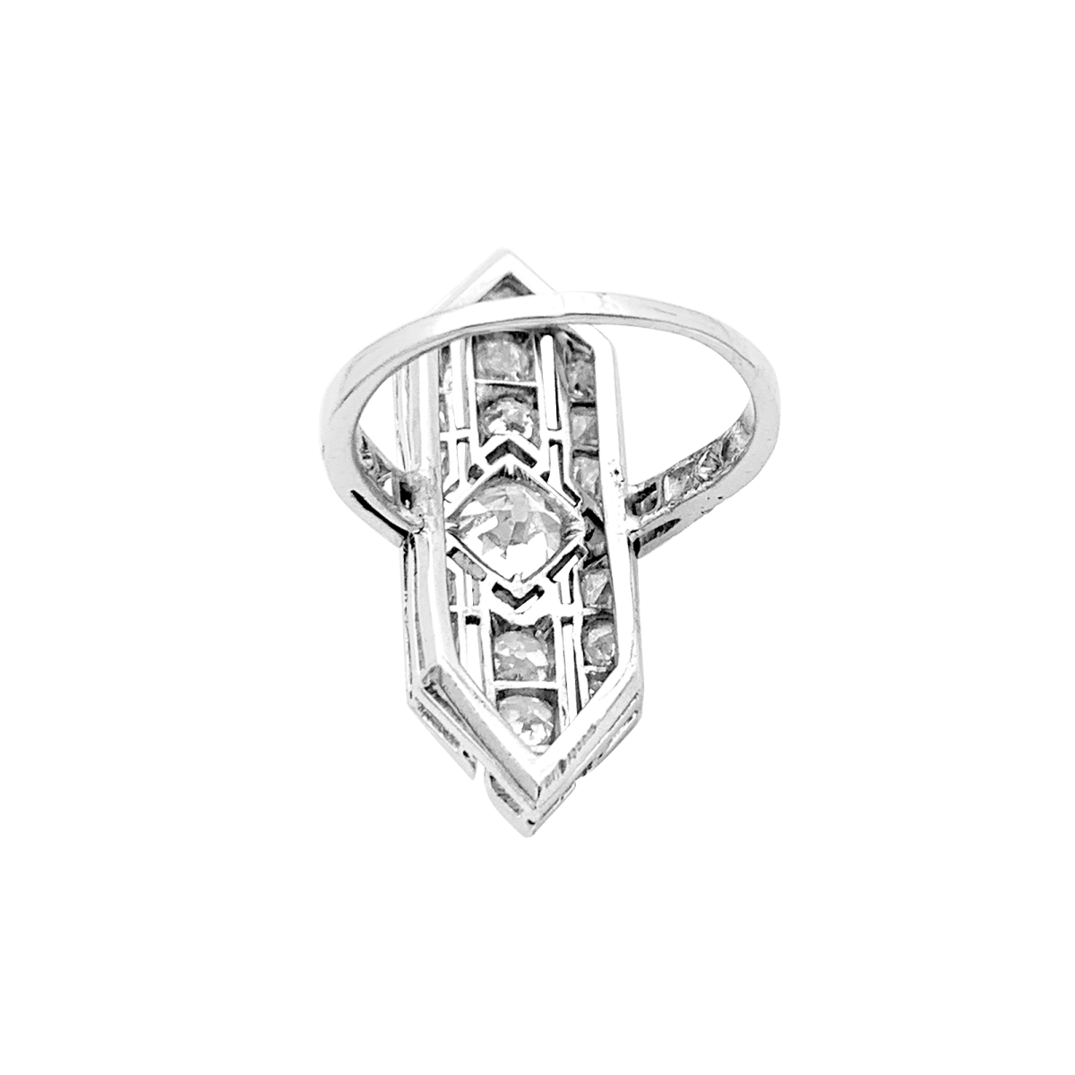 Bague Art Déco, platine et diamants. - Maison Eloe
