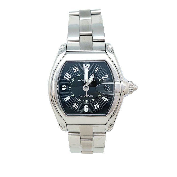 Montre Cartier Roadster en acier. bracelet cuir - Maison Eloe