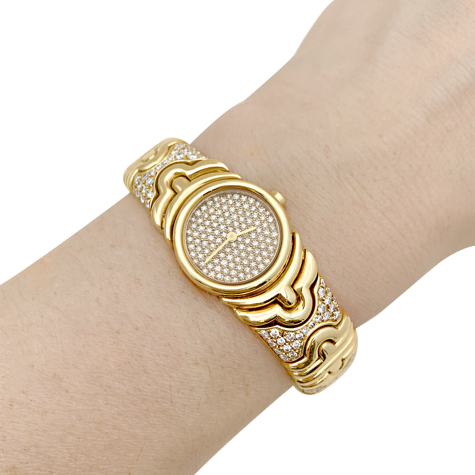 Montre Bulgari,"Parentesi", en or jaune, diamants.