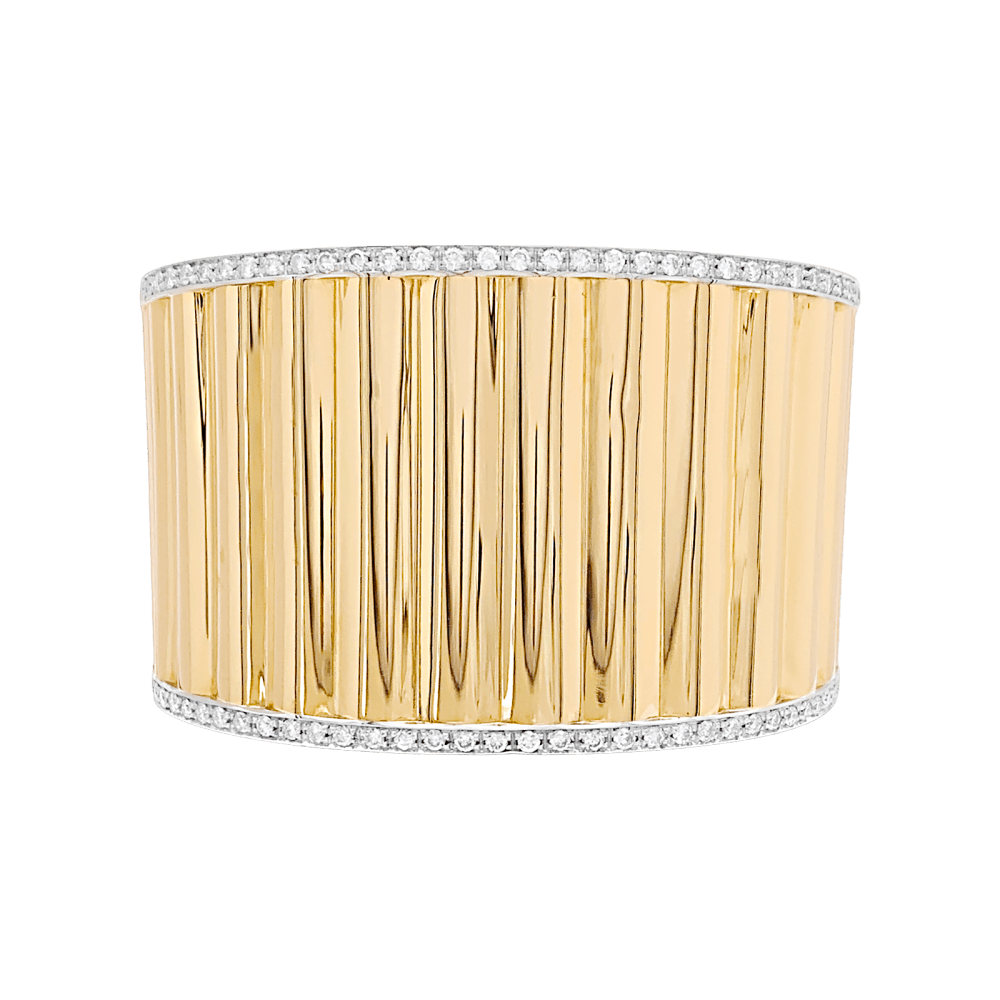 Bracelet manchette deux ors et diamants.