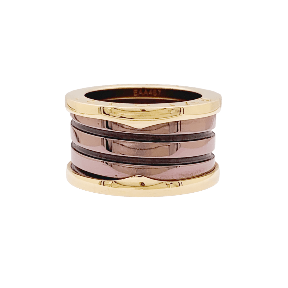 Bague Bulgari, "B.Zero1", or rose, cermet.