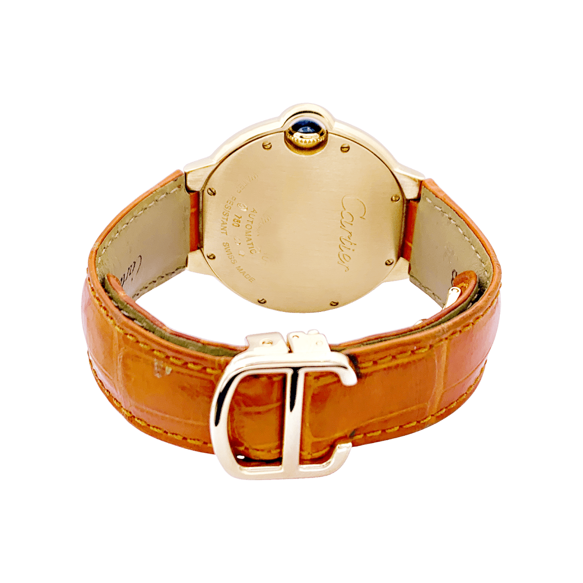 Montre Cartier "Ballon Bleu" or jaune, diamants, cuir. - Maison Eloe