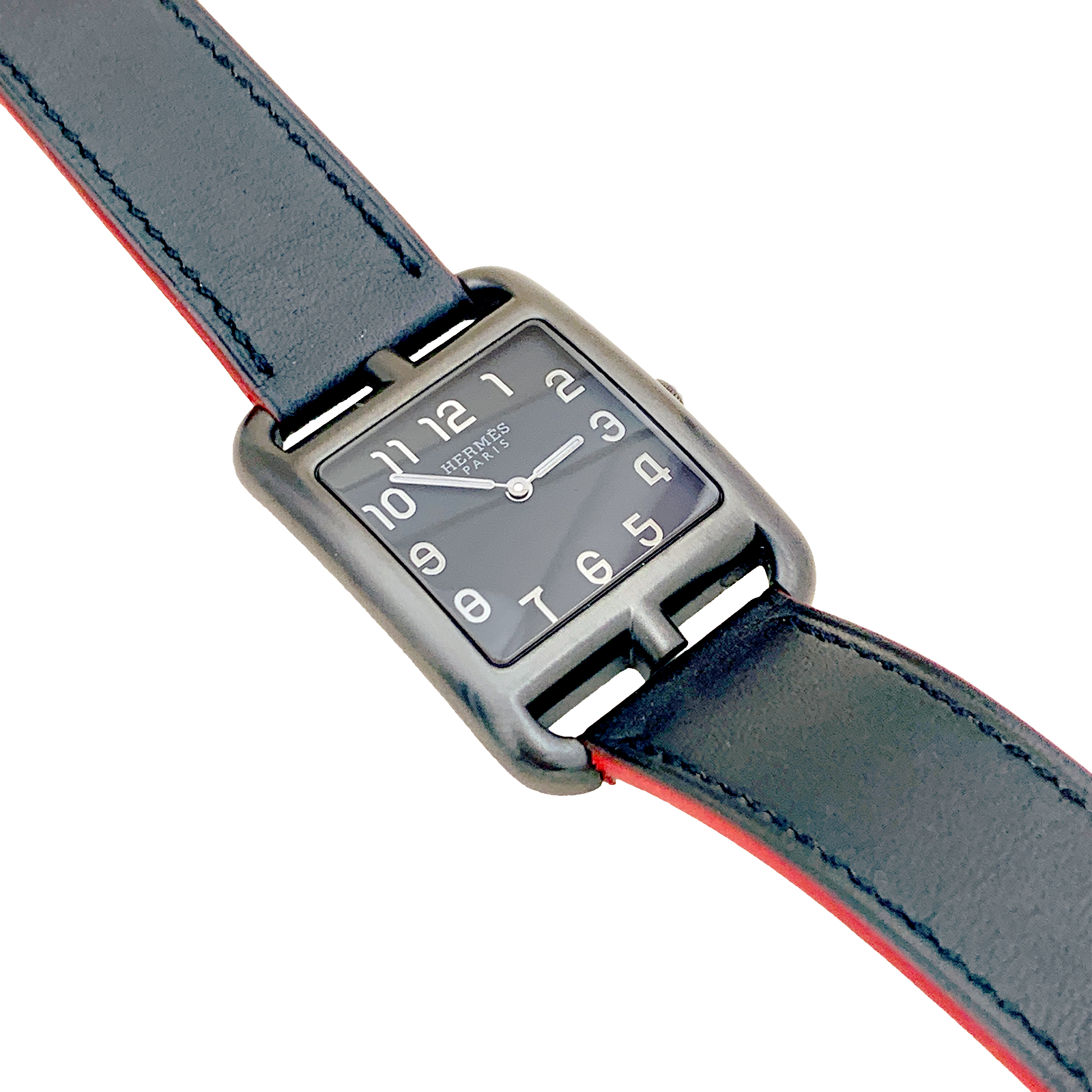 Montre Mixte Hermès, "Cape Cod Shadow, acier noirci, cuir.