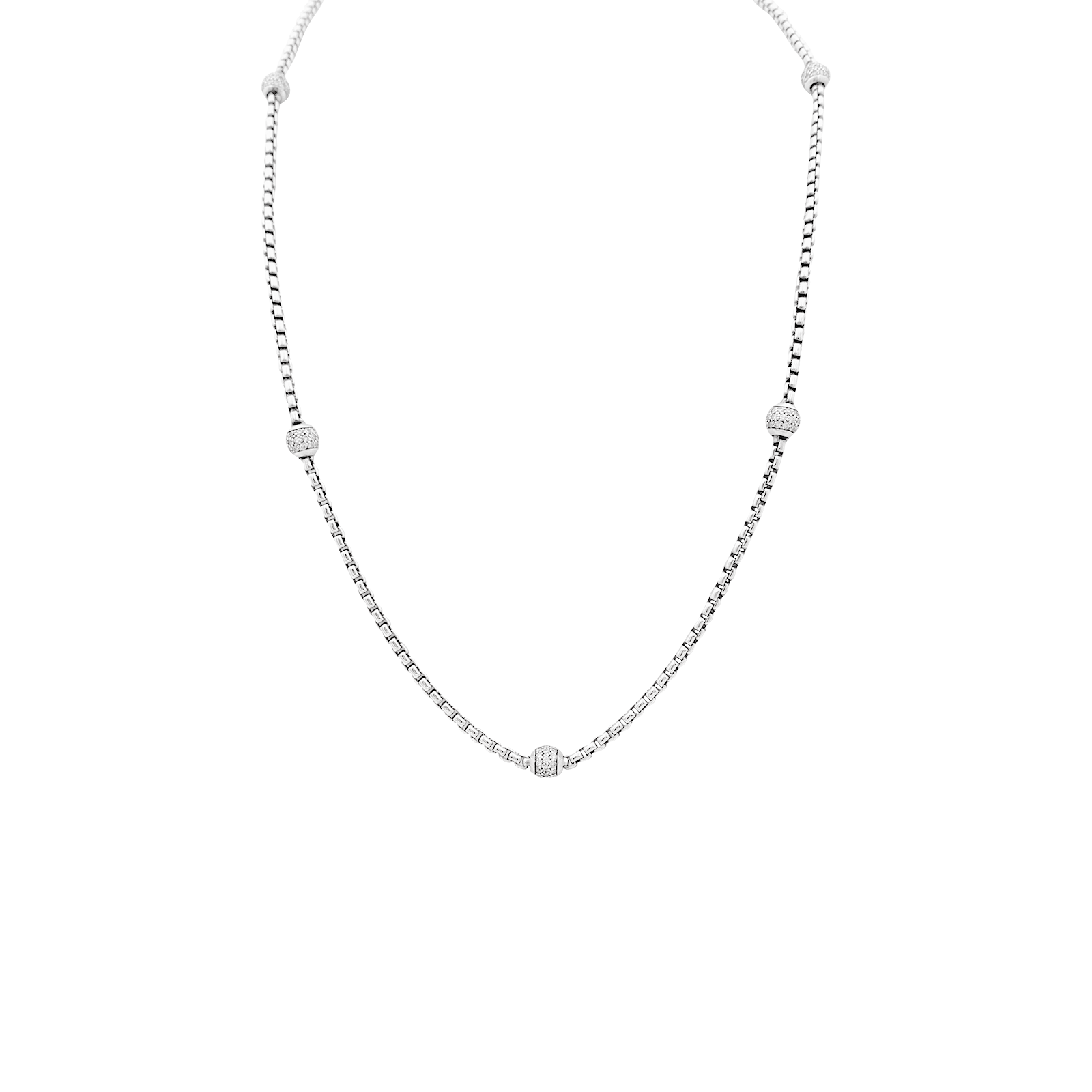 Collier David Yurman, argent, diamants.