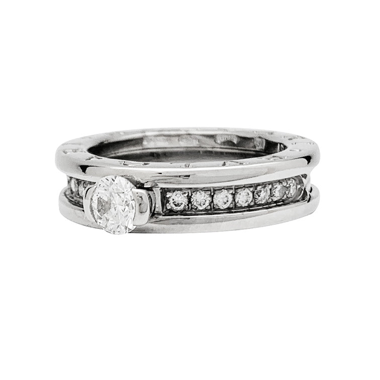 Bague Bulgari, "B.Zero1", or blanc et diamant central - Maison Eloe
