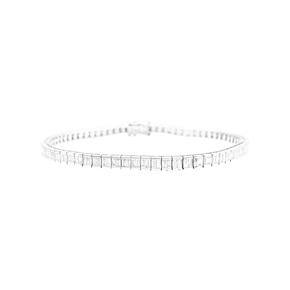Bracelet ligne, or blanc et diamants taille baguette. - Maison Eloe