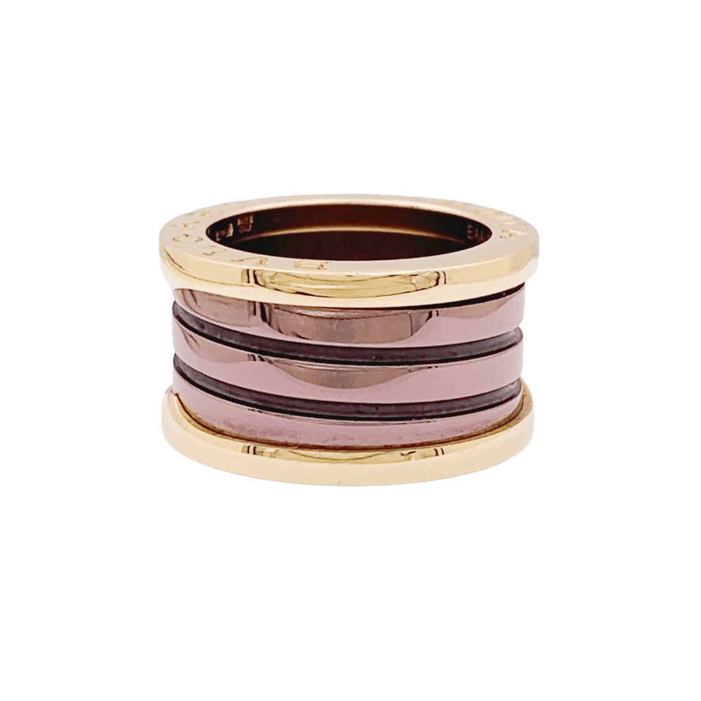 Bague Bulgari, "B.Zero1", or rose, cermet.