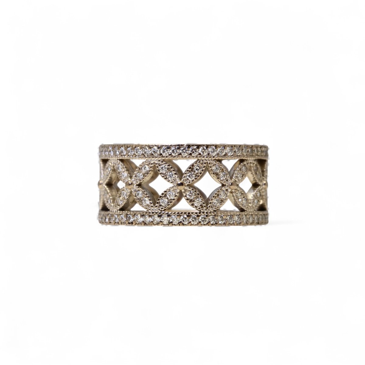 Bague bandeau en or blanc et diamants - Maison Eloe