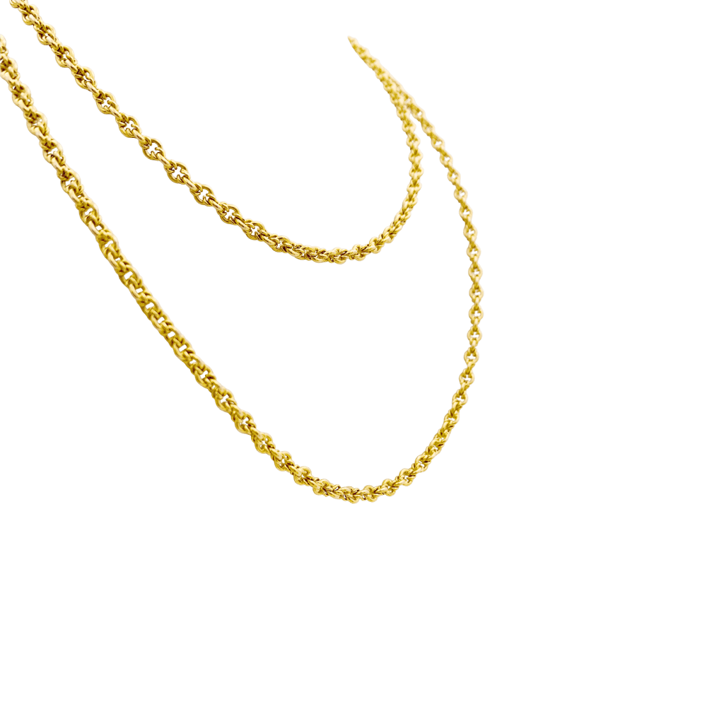 Collier-Sautoir vintage, or jaune 750/000, maille fantaisie.