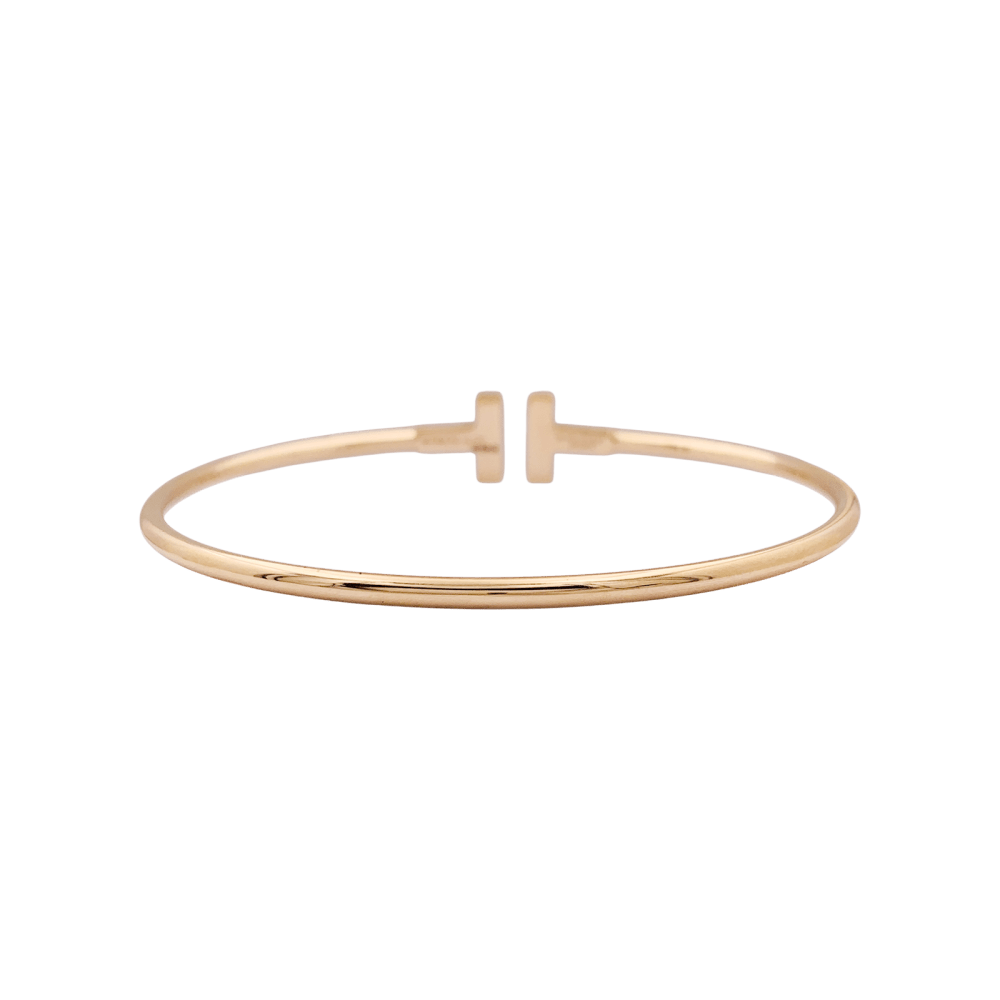 Bracelet Tiffany "Wire Tiffany T" en or rose et diamants.