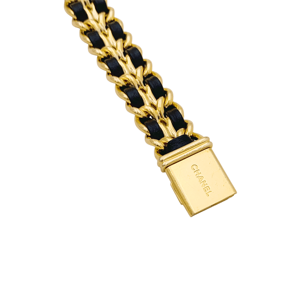 Montre Chanel, "Première", plaqué or, cuir.