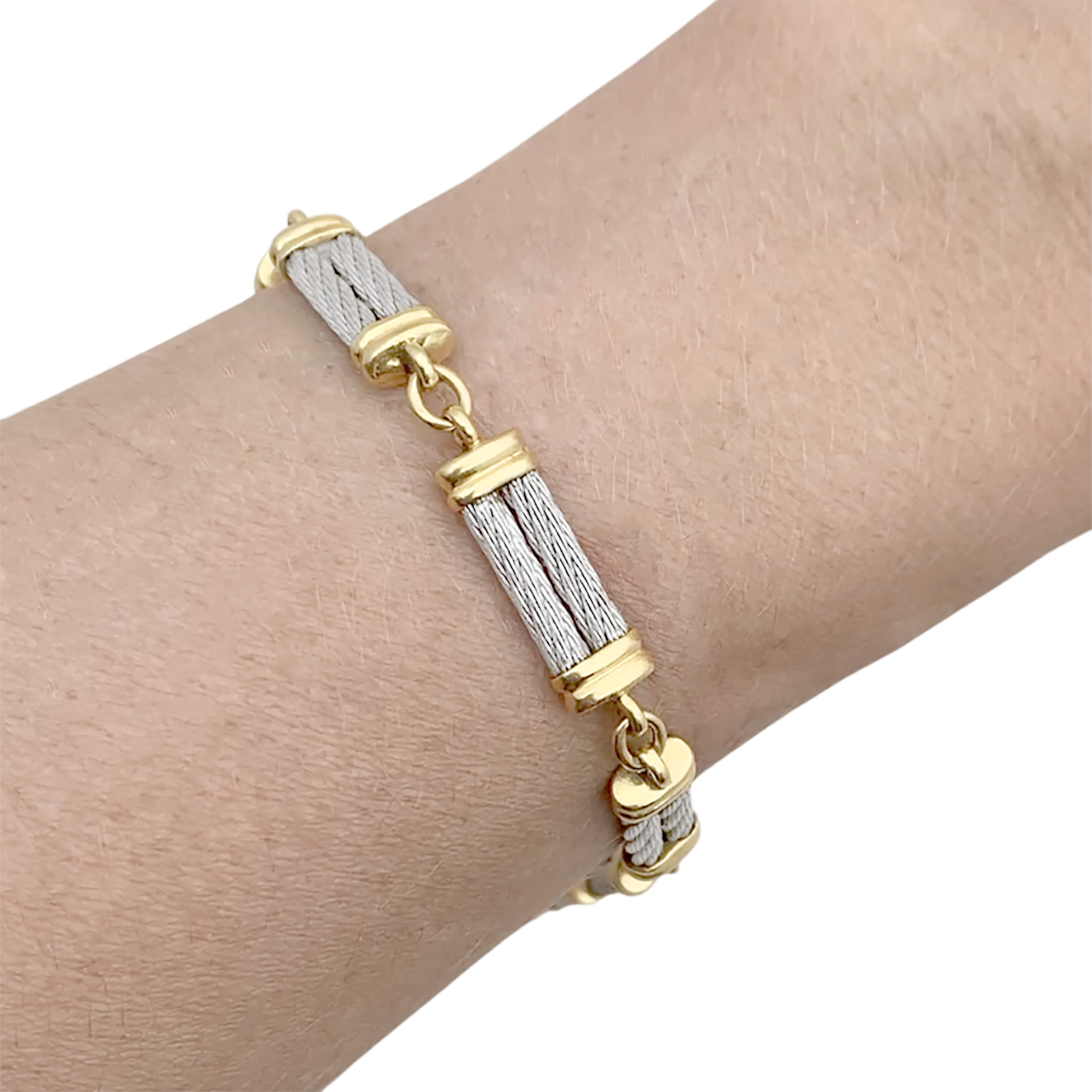 Bracelet Fred, "Force 10", en or jaune, acier.