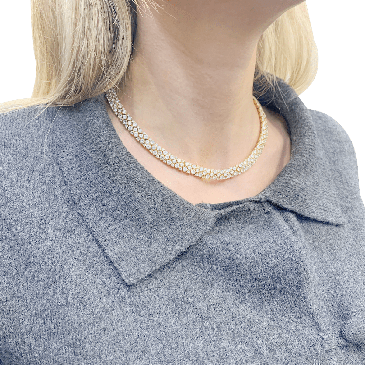 Collier "Rivière" or jaune, diamants. - Maison Eloe