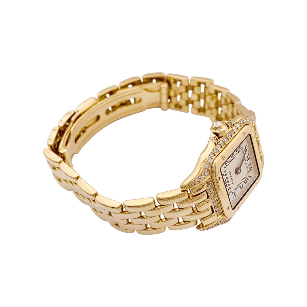 Montre Femme CARTIER Panthère, or jaune, diamants.