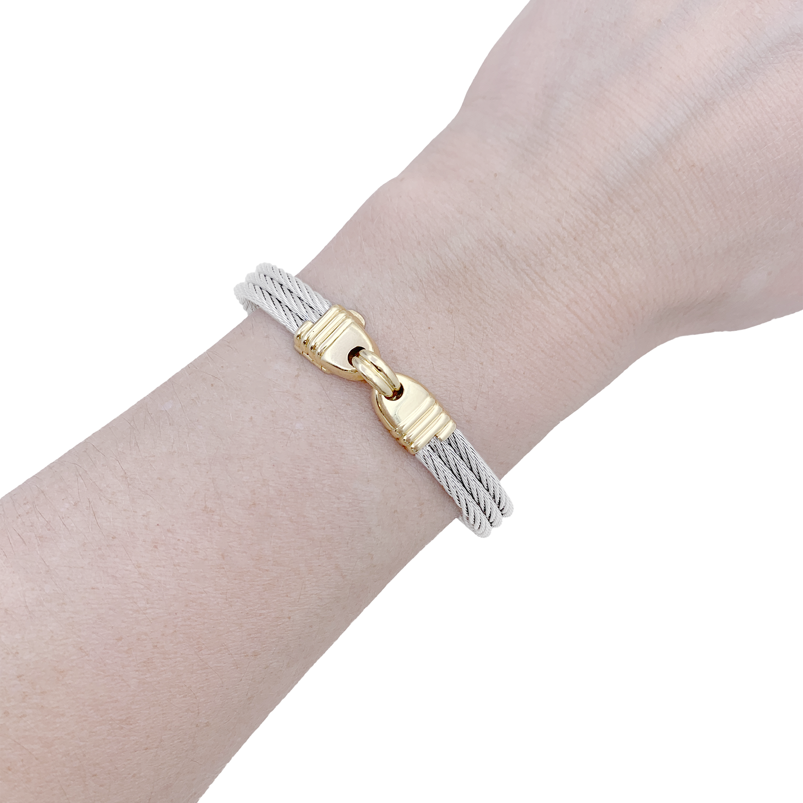 Bracelet vintage Fred, "Force 10", or et acier.