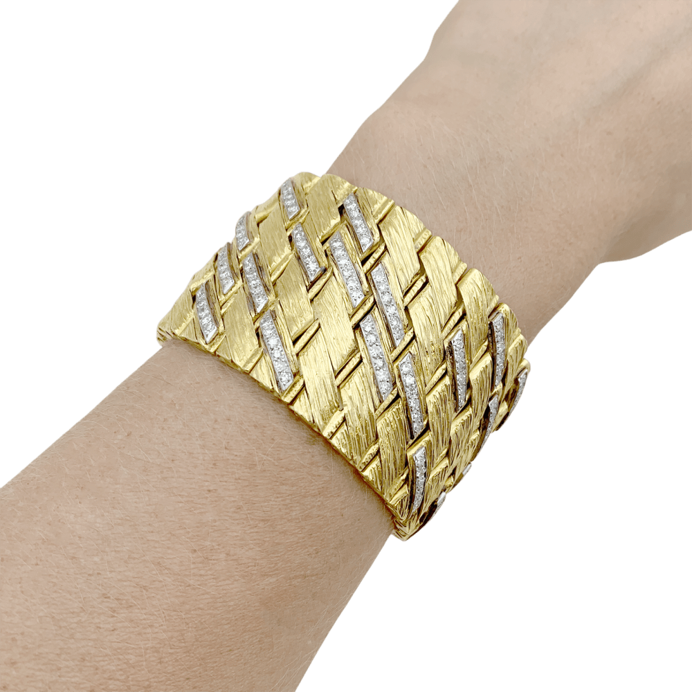 Bracelet Sterlé Paris, or jaune, platine, diamants.