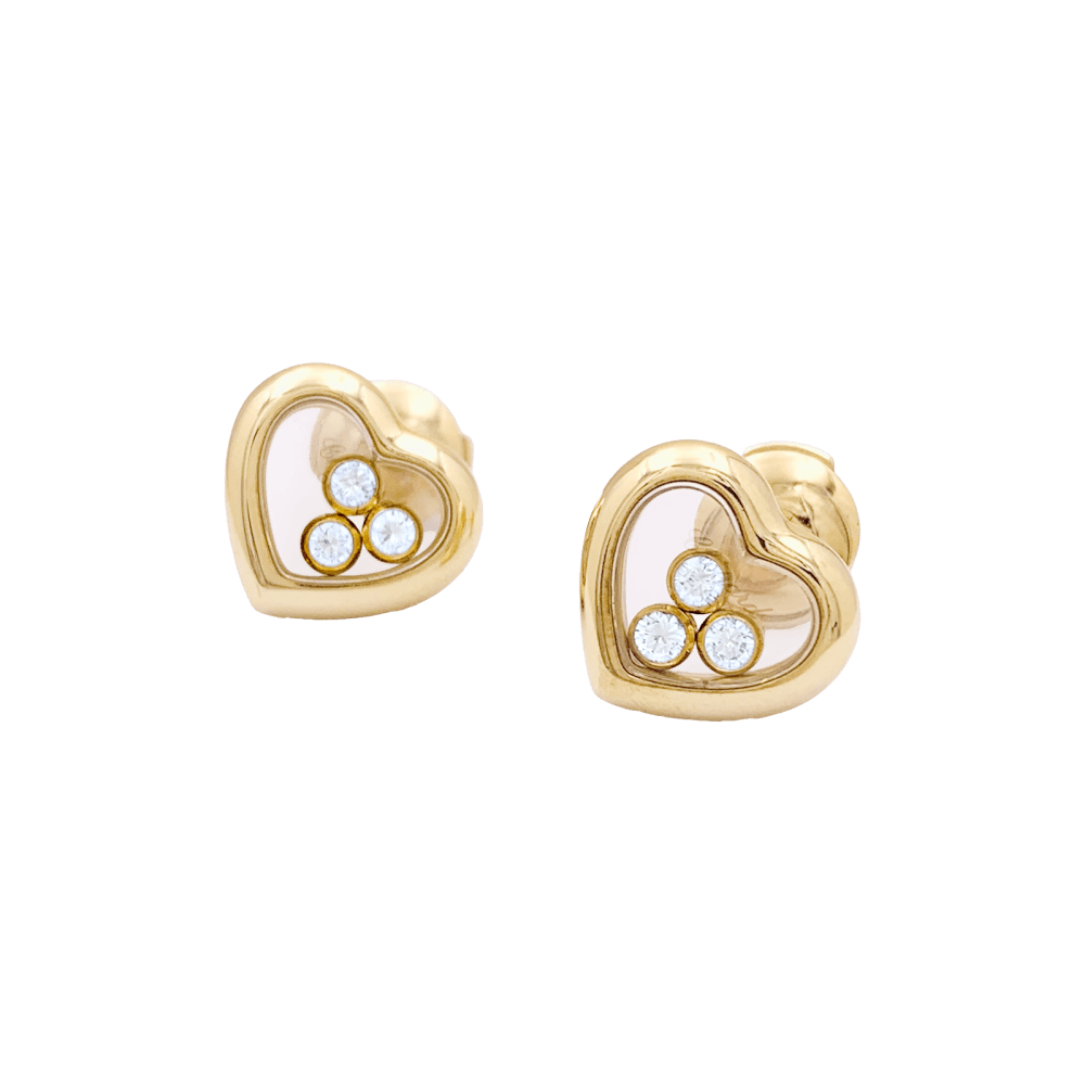 Boucles d'oreilles CHOPARD, "Happy Diamonds", or jaune, diamants.