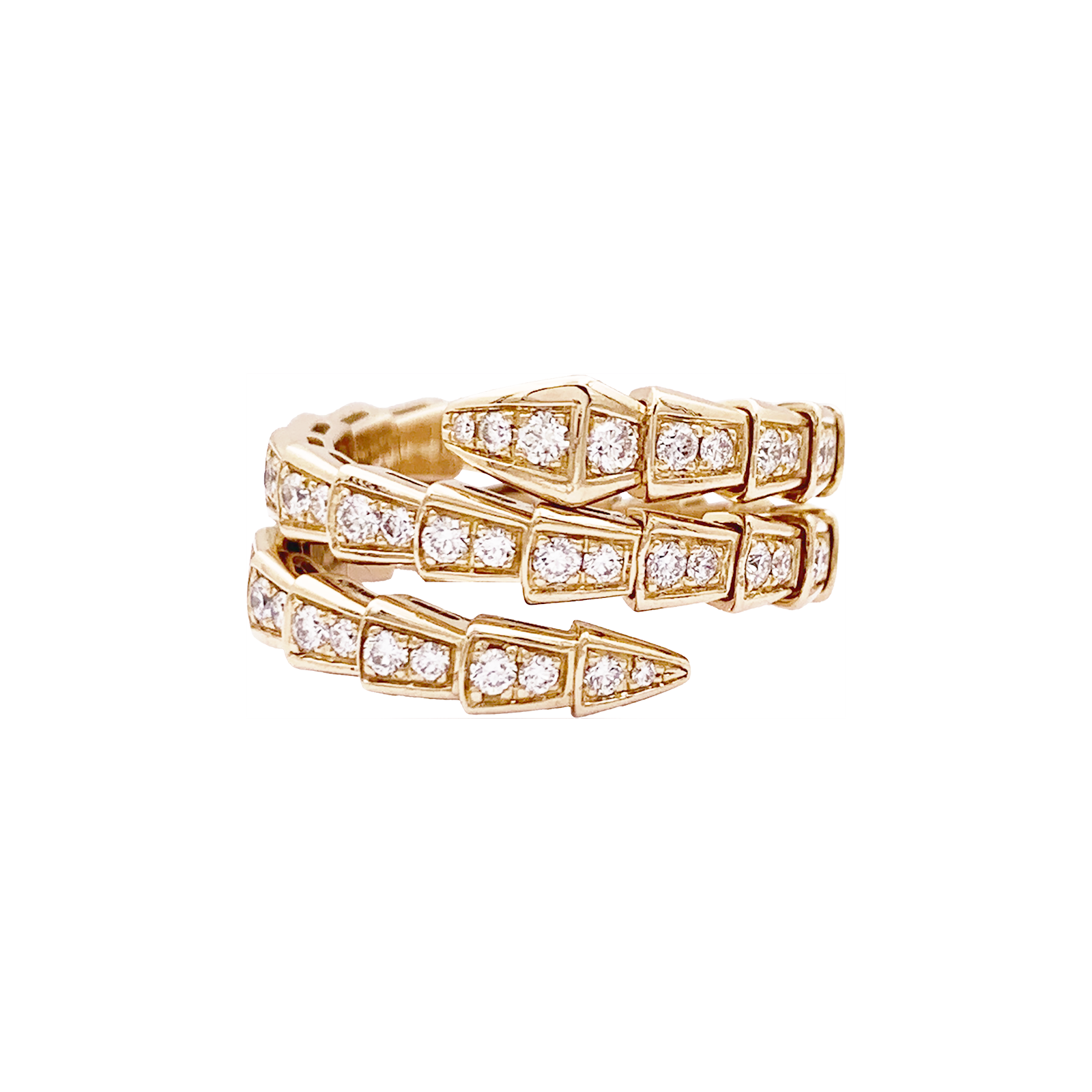 Bague Bulgari, "Serpenti Viper", or rose, diamants.