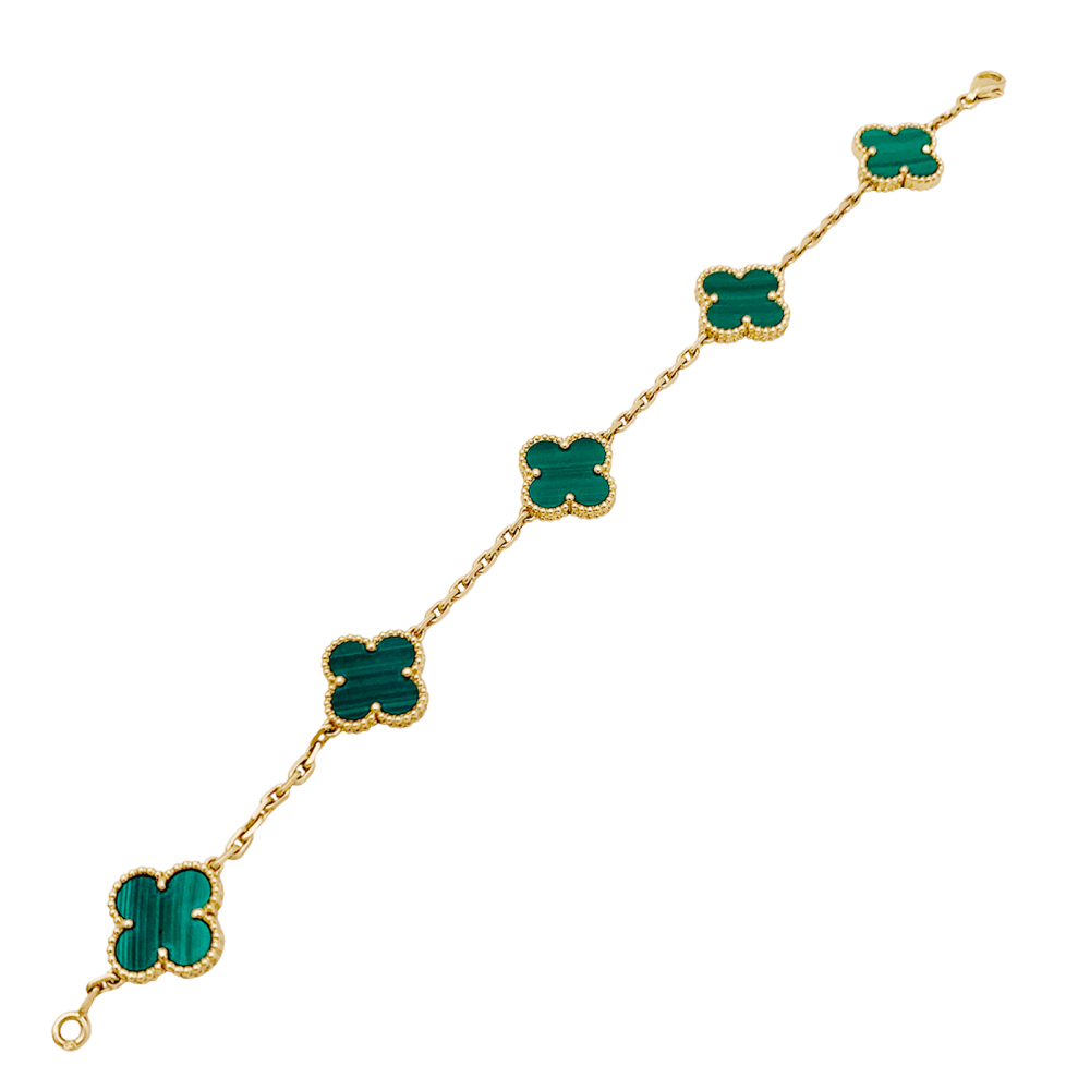 Bracelet Van Cleef & Arpels, "Vintage Alhambra", or jaune, malachite. - Maison Eloe