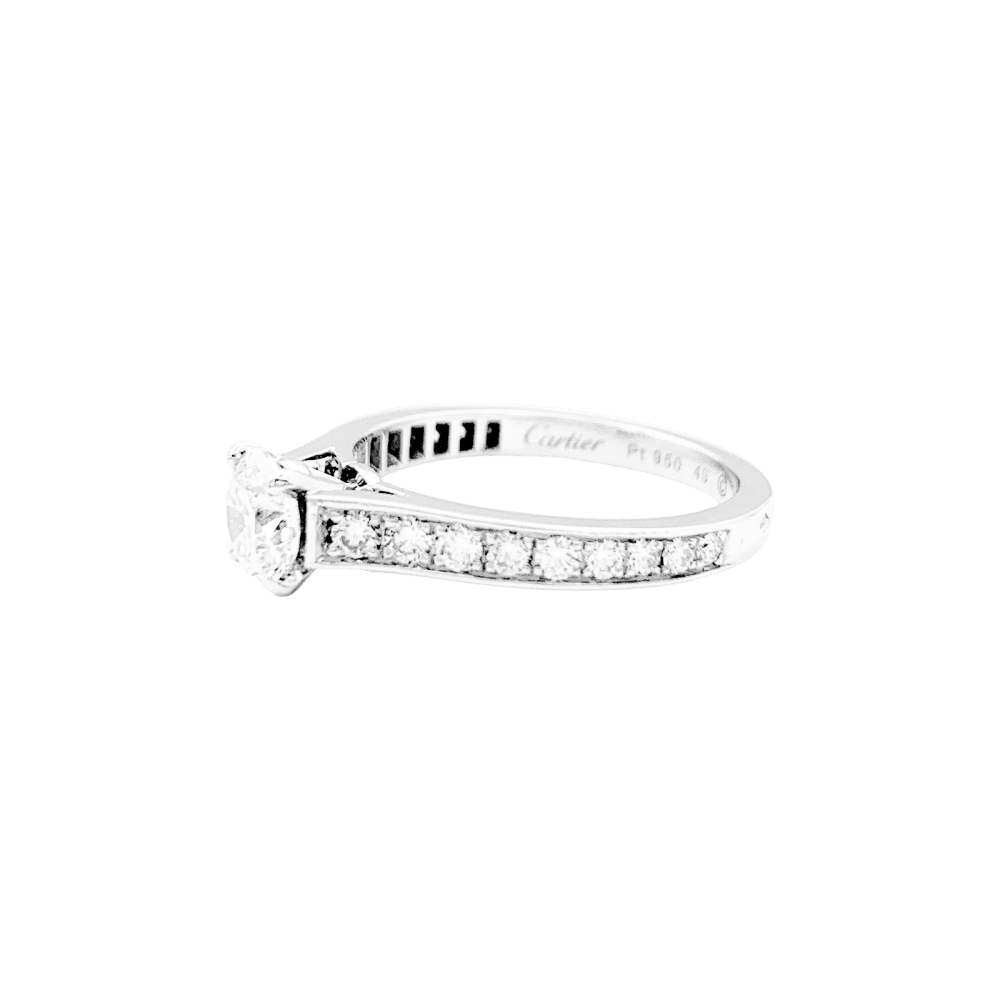 Bague Cartier, "Solitaire 1895" platine et diamants.