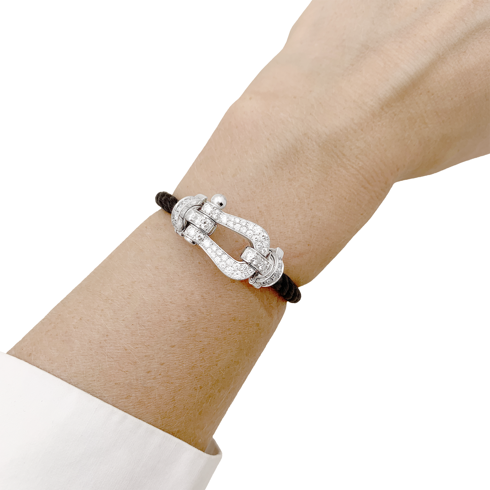 Bracelet Fred, "Force 10" or blanc, diamants.