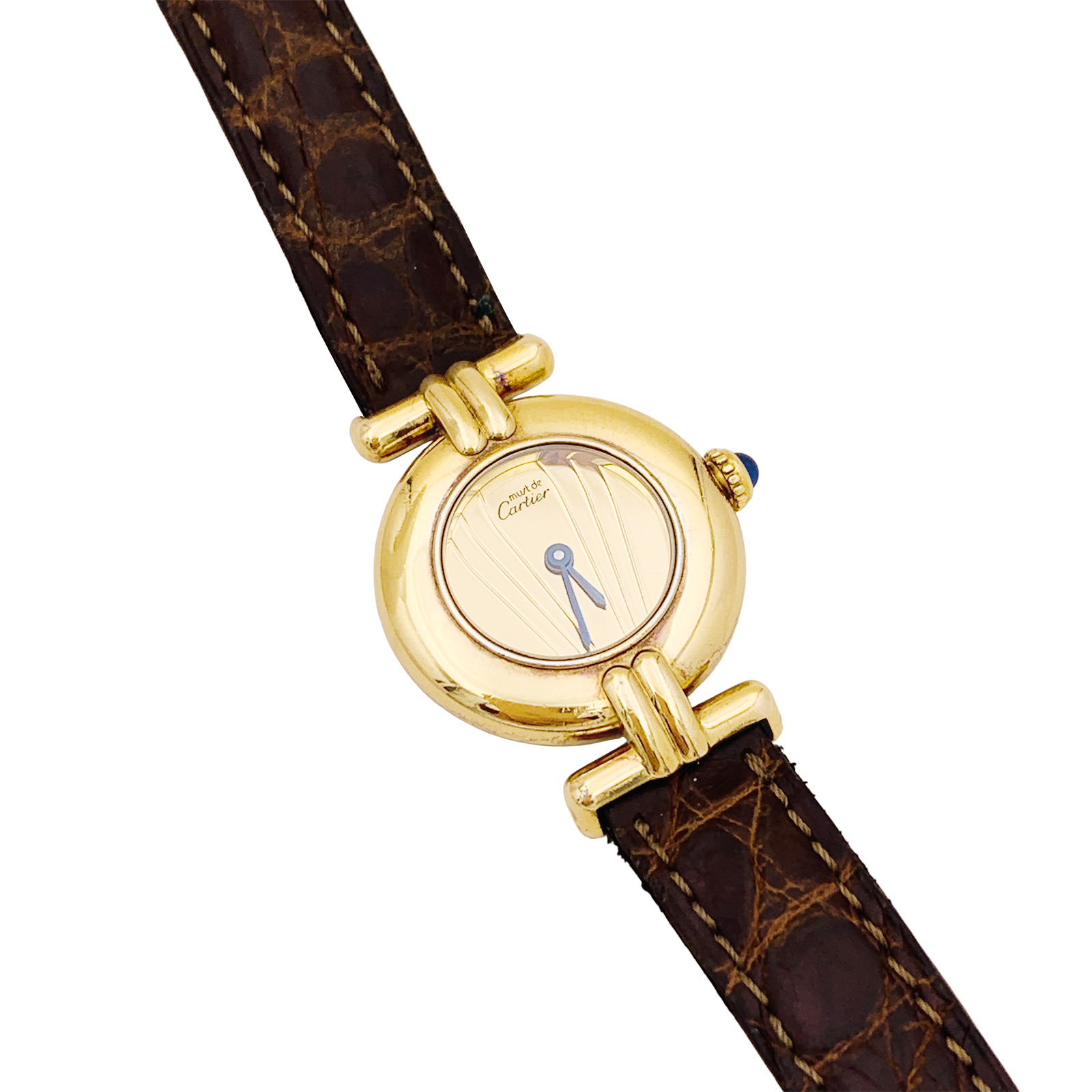 Montre Cartier, "Colisée Must", vermeil, cuir.