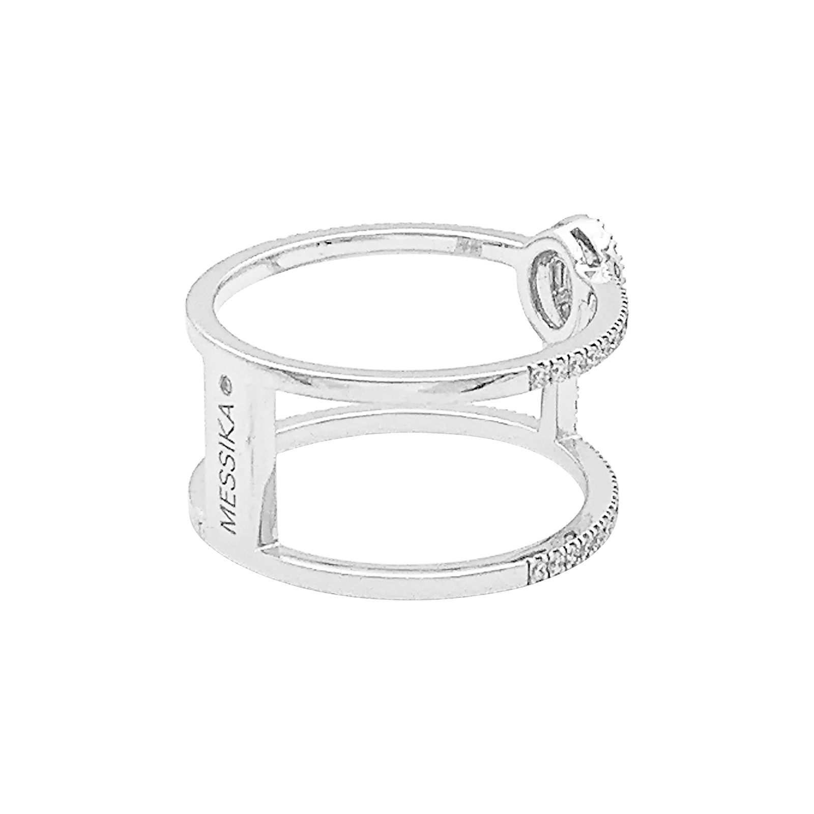 Bague Messika "Glam'Azone" or blanc, diamants.