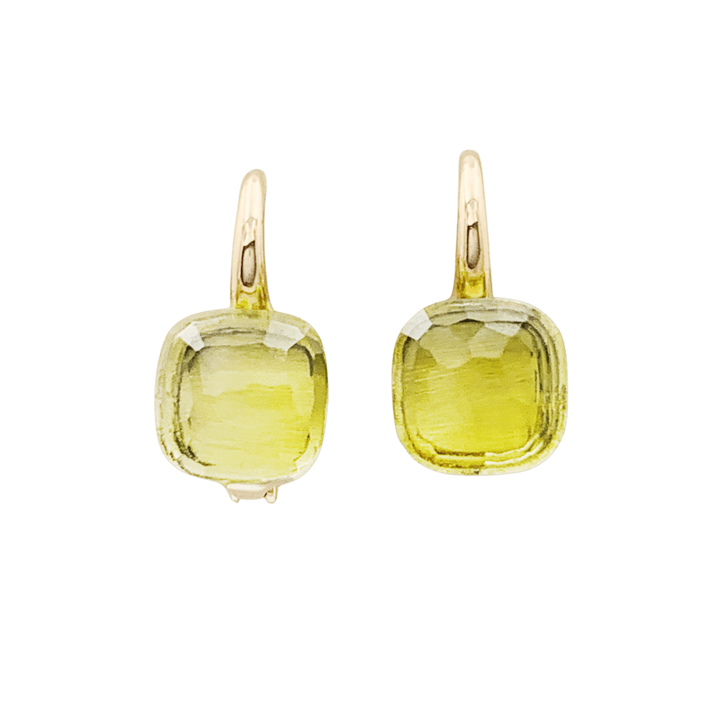Boucles d'oreilles Pomellato, "Nudo", or rose et blanc et quartz lemon.