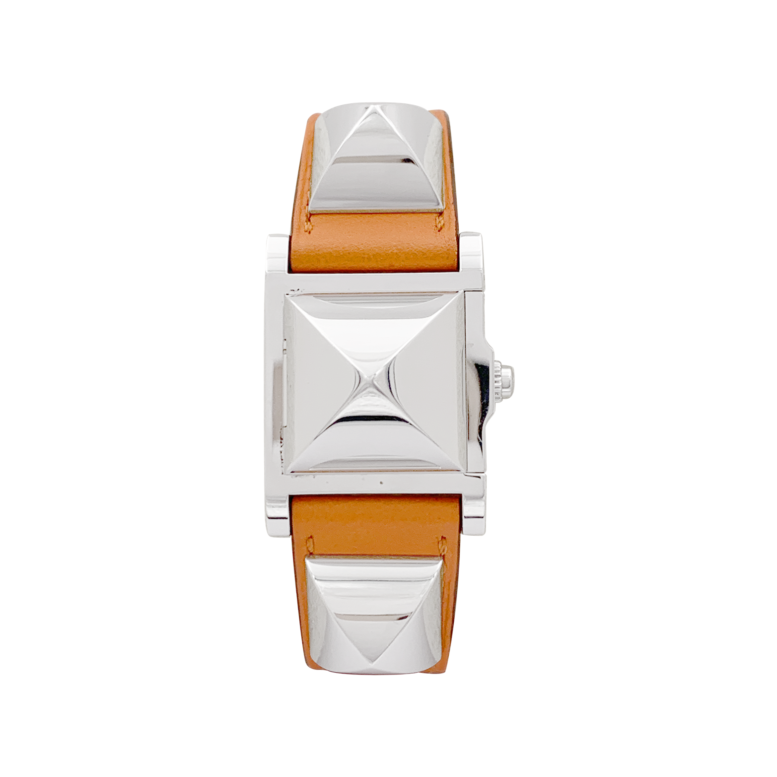 Montre Hermès "Médor" acier, cuir.