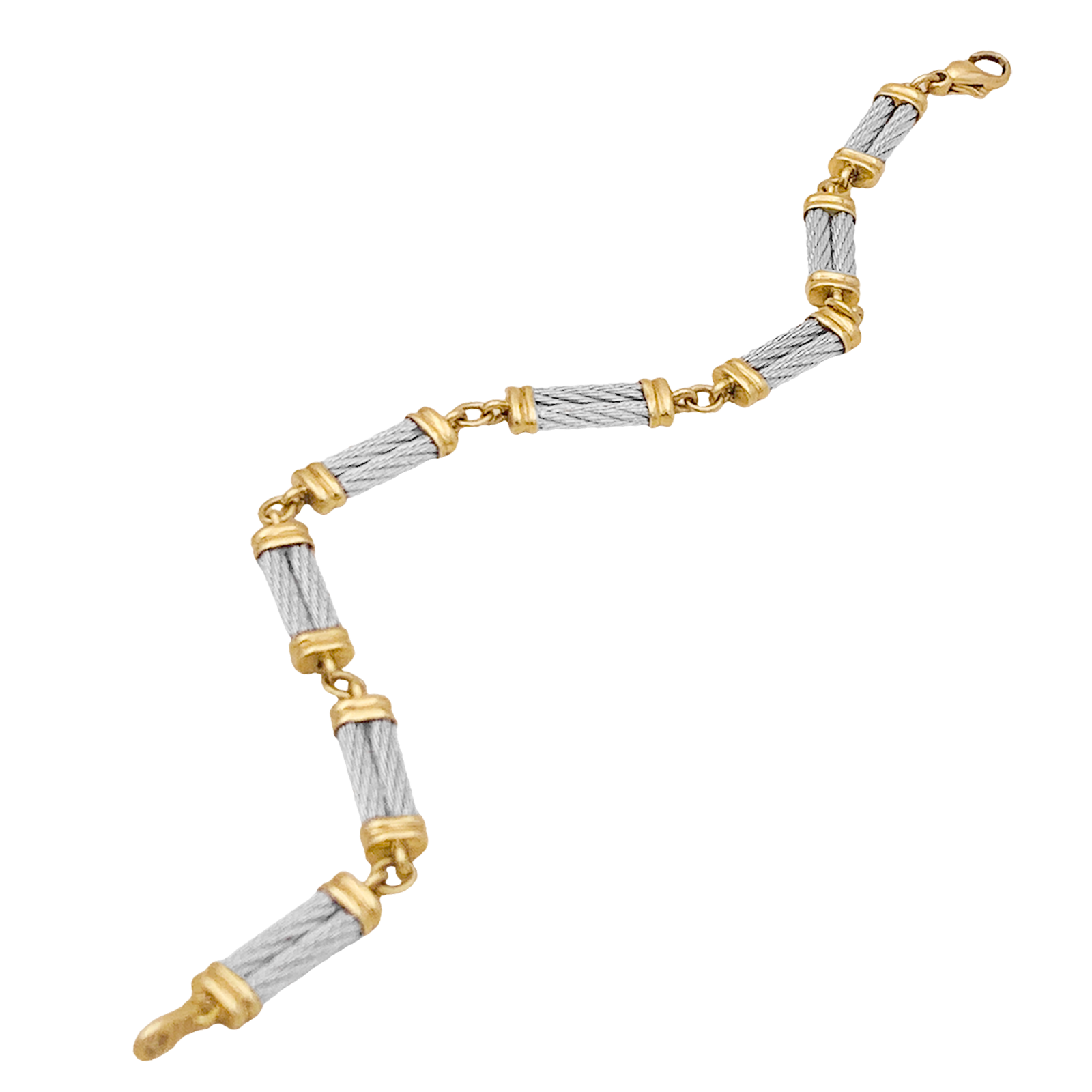 Bracelet Fred, "Force 10", en or jaune, acier.