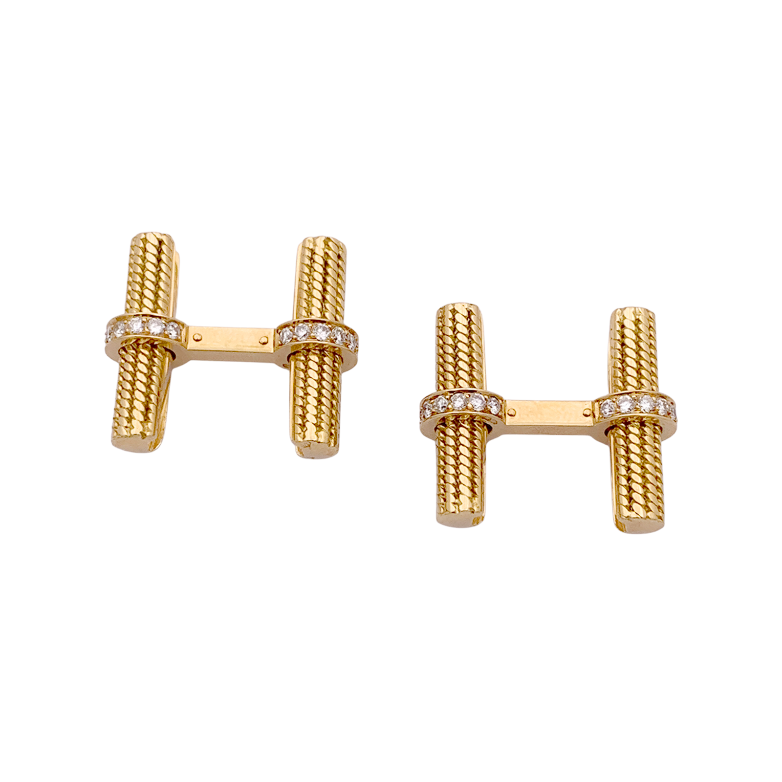 Boutons de manchette VAN CLEEF ET ARPELS, or jaune et diamants.