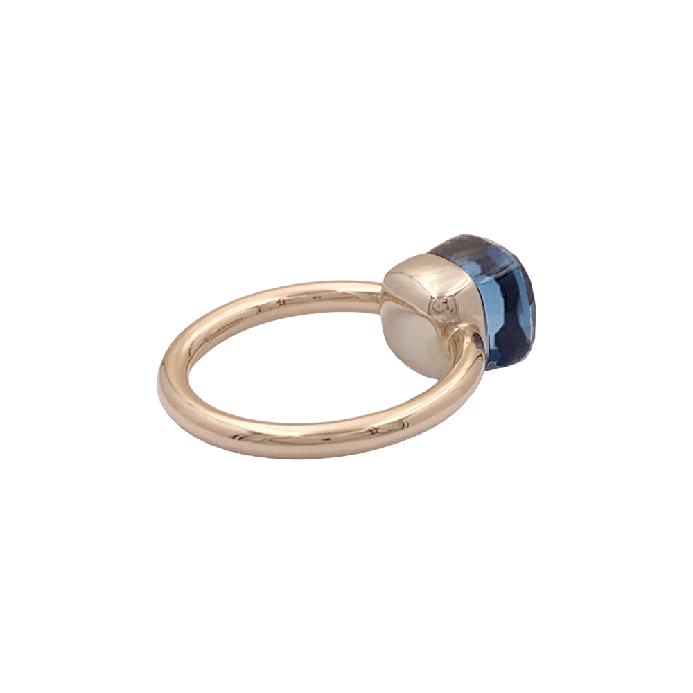 Bague Pomellato, « Nudo Petit», or blanc, or rose, topaze blue London.