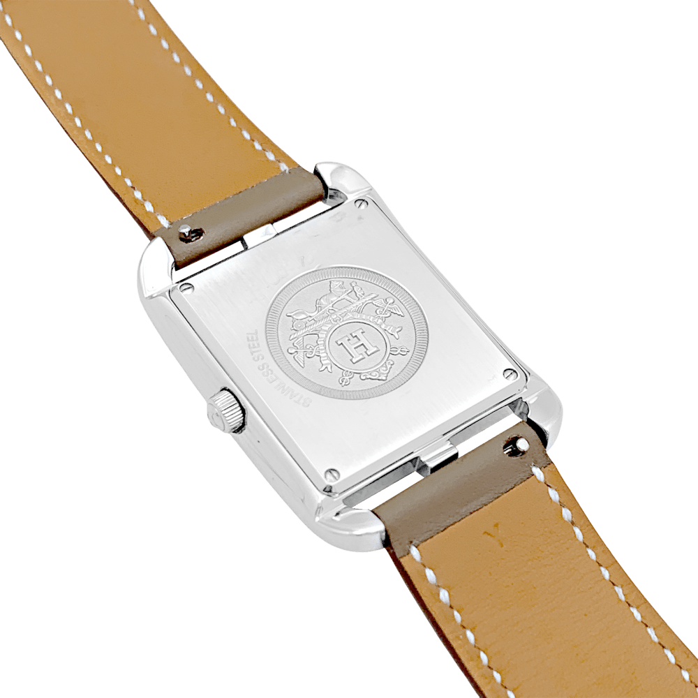 Montre Hermès, "Cape Cod", acier sur cuir.