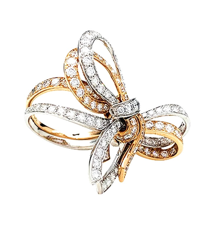 Van Cleef &amp; Arpels ring, "Double Knot", white gold, pink gold, diamonds.