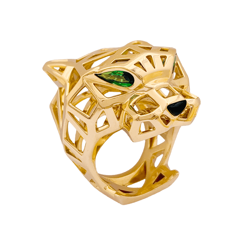 Bague Cartier, "Panthère de Cartier", or jaune, tsavorites, onyx.