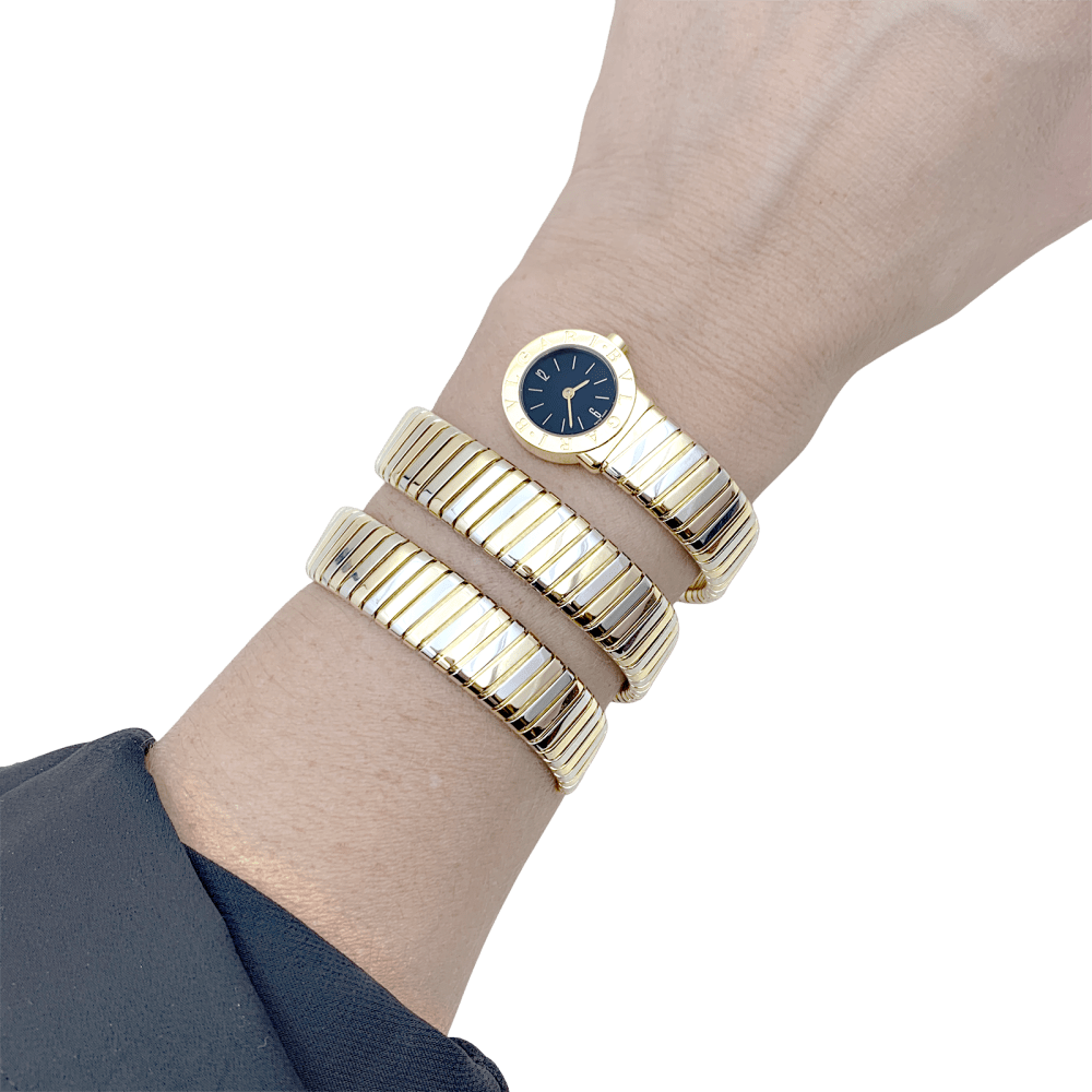 Montre Bulgari, "Tubogas BB 19", deux ors.