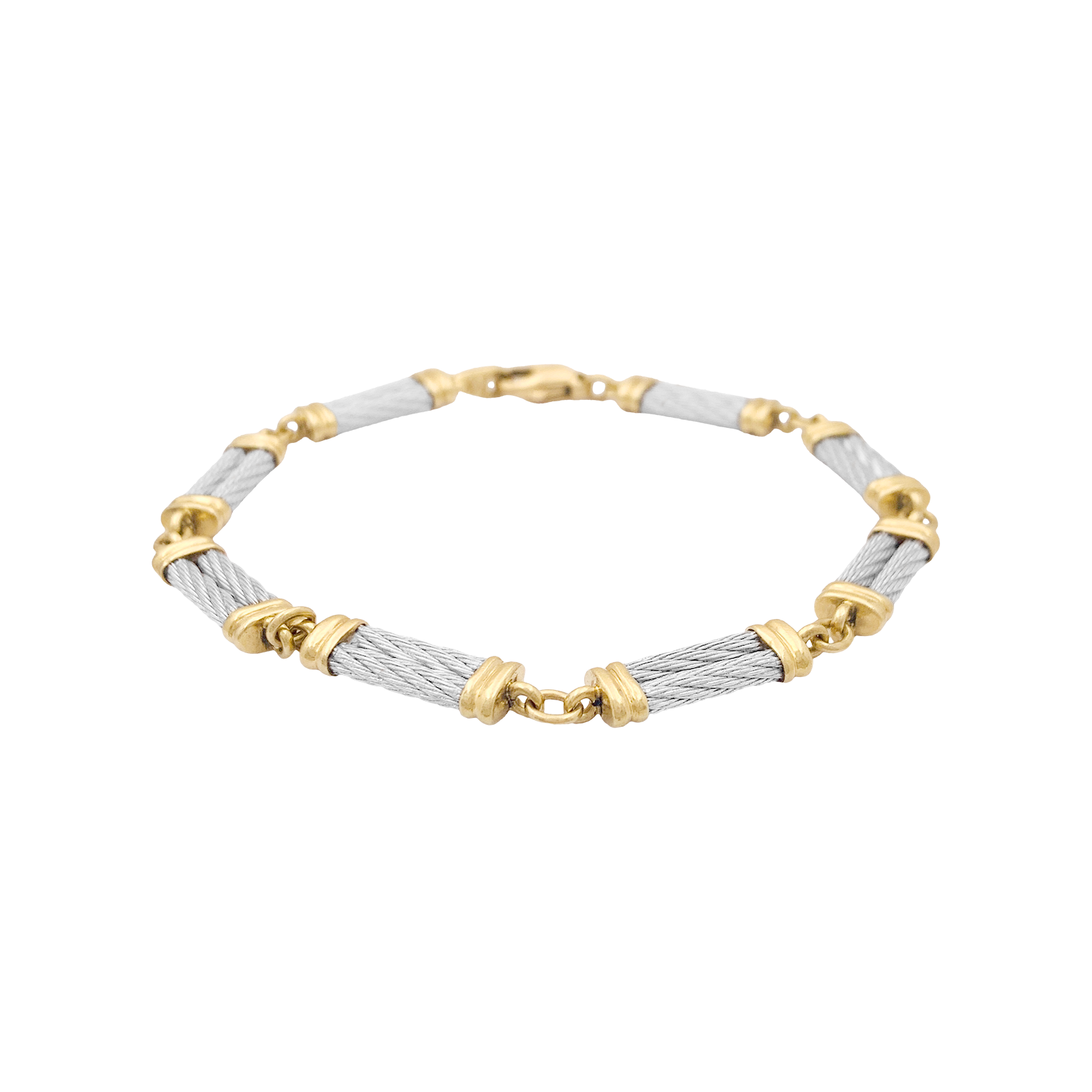 Bracelet Fred, "Force 10", en or jaune, acier.