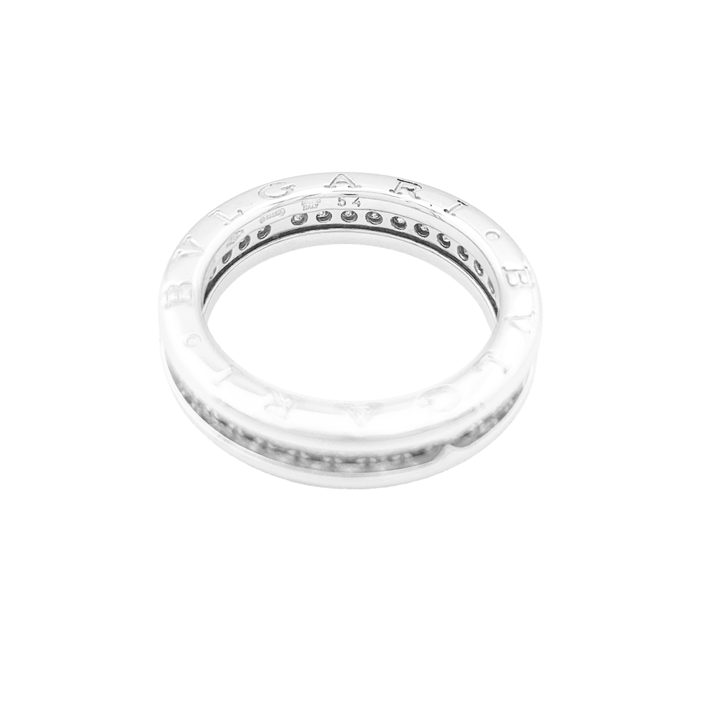 Bague Bulgari, "Alliance B.Zero1", or blanc et diamants.