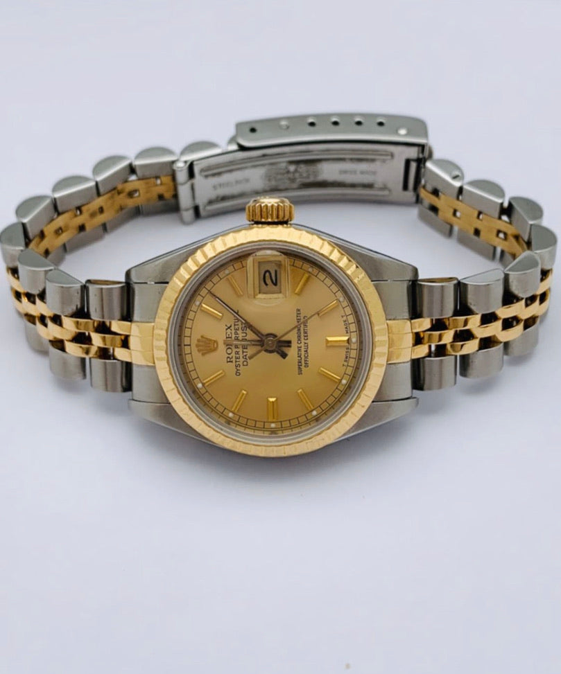Rolex "Oyster Perpetual Date" watch in steel and yellow gold.