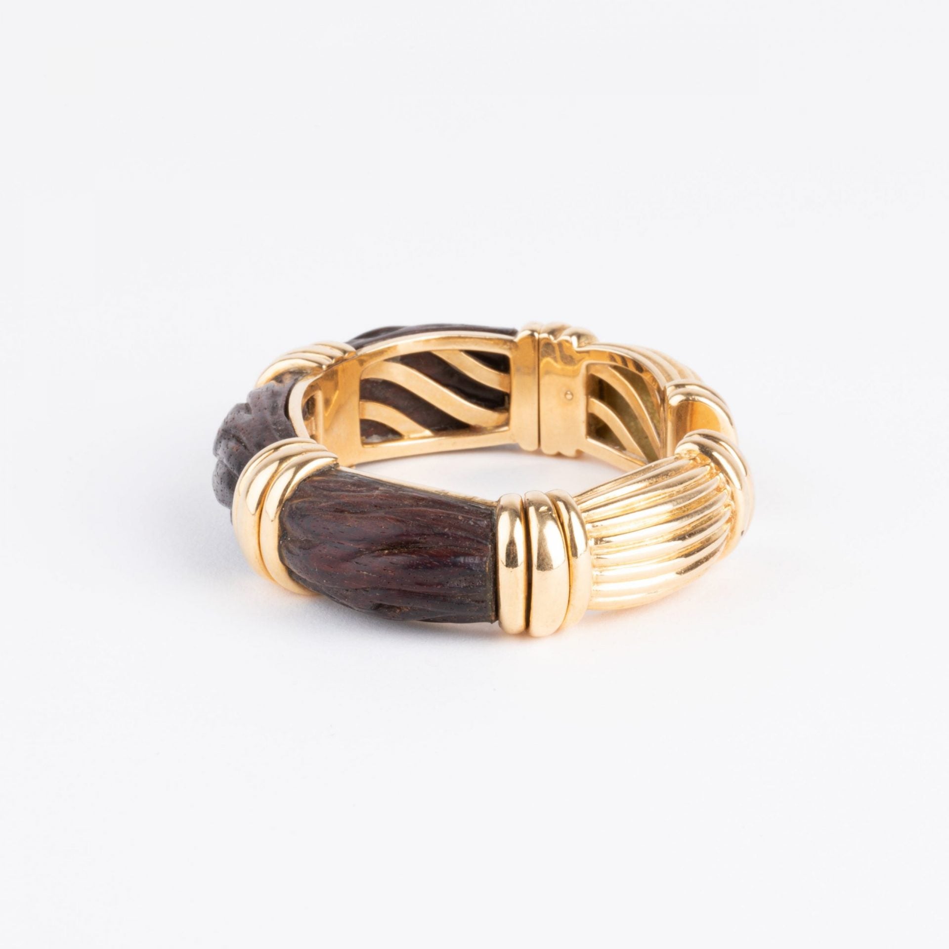 OJ Perrin bangle bracelet in yellow gold and amourette wood