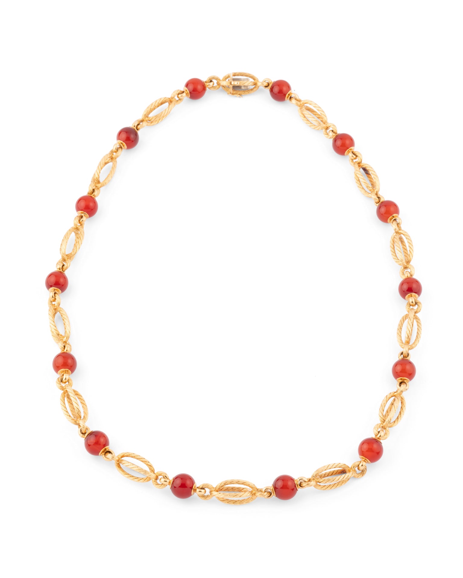 Aldebert, Collier Sautoir vintage transformable en or jaune 18K et cornaline