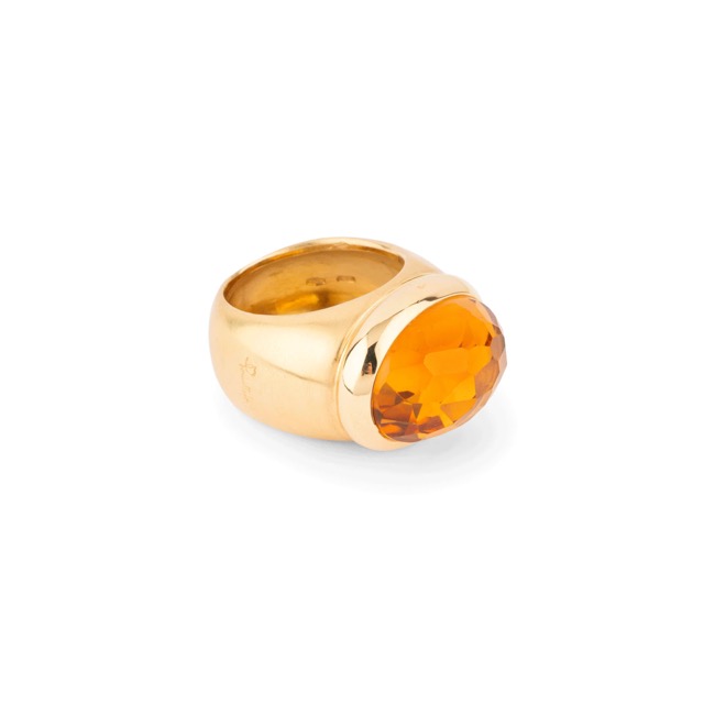 Pomellato "Iceberg" ring in sandblasted rose gold and citrine