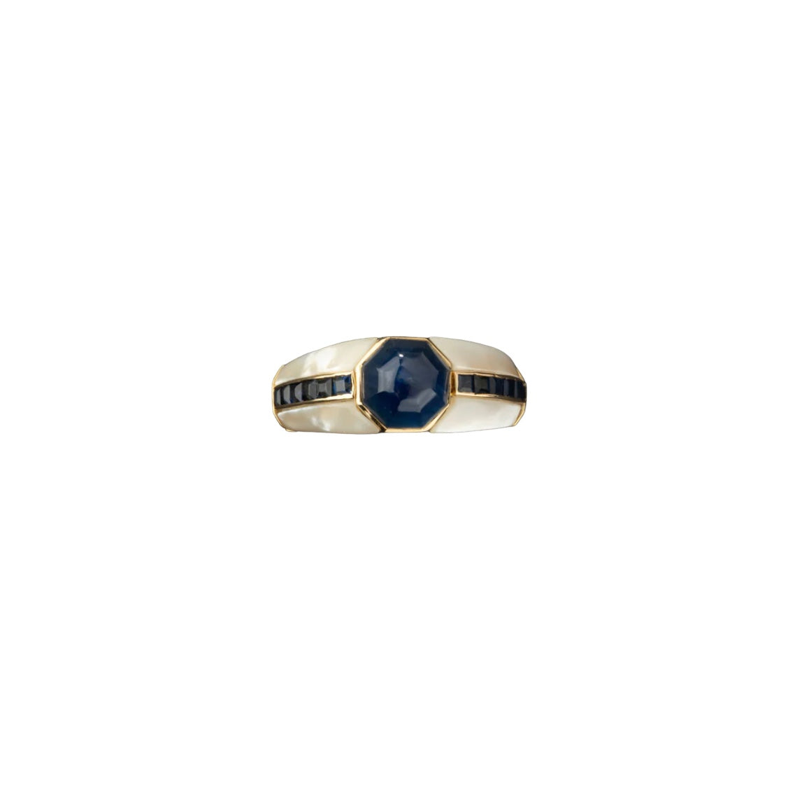 REPOSSI ring in 18K yellow gold, sapphires and mother-of-pearl.